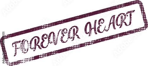 Distressed purple rubber stamp showing the phrase Forever Heart symbolizing enduring love and affection