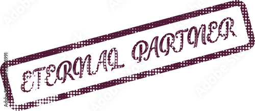 Eternal Partner typography with a vibrant deep purple textured grunge stamp style