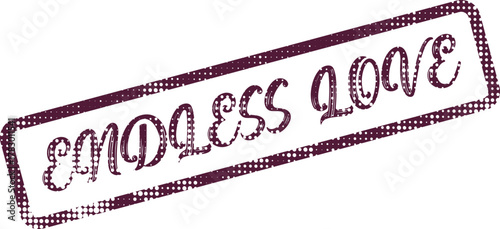 Powerful declaration Endless Love textured purple insignia stamp for heartfelt deep affection