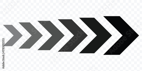 dynamic moving arrow symbol. Pointing right chevron arrow different style. speed direction signs. Road lines arrow zigzag chevron speeds flat style. eps 10