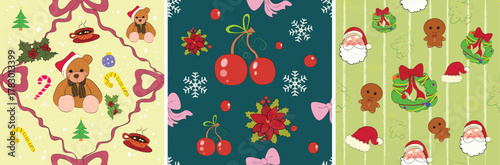 Christmas Holiday Seamless Vector Pattern Set