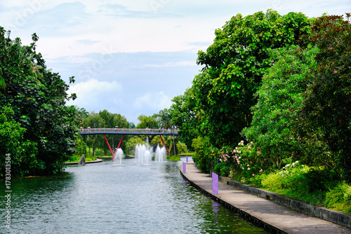 Singapore - East coast park walking trail - Gardens by the Bay bridge