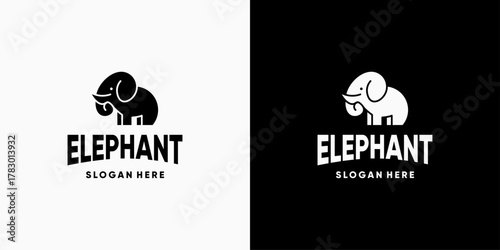 Minimalist Line Art Elephant Logo Design Concept