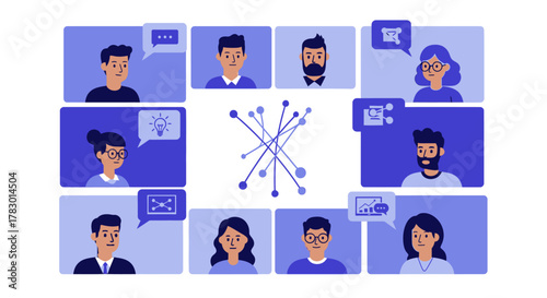 Virtual Meeting and Collaboration Concept with Diverse People Connected by Technology