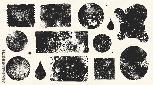 A collection of textured grunge shapes and elements, perfect for adding a raw, artistic feel to any design project or creative endeavor.