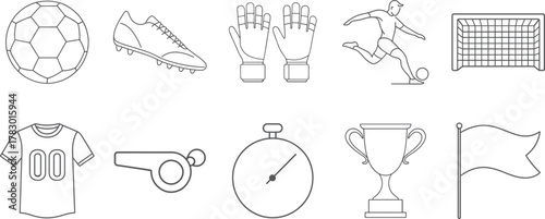 Football Line Icons Set Minimal Clean Vector Sports Illustration Ai Generated