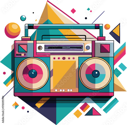 Retro Boombox Music T-Shirt Design