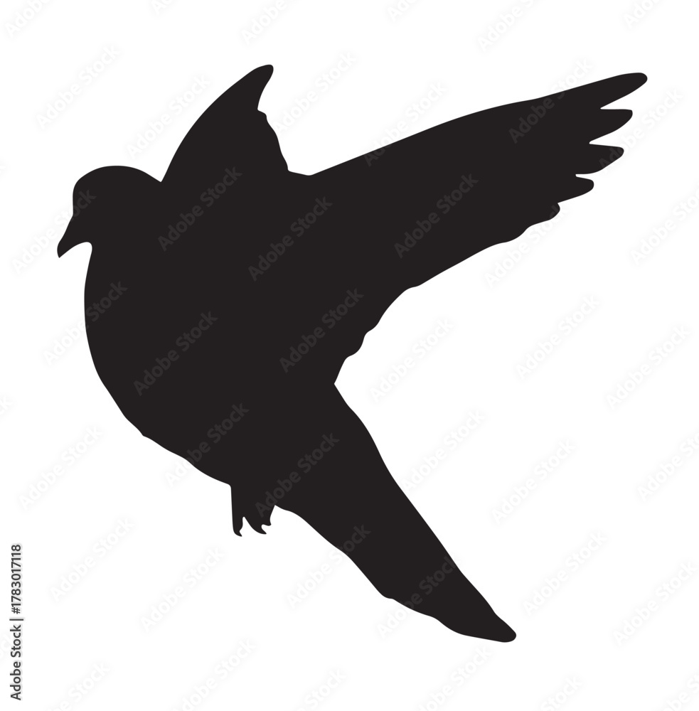 Obraz premium Dove Silhouette, Flying Bird Vector on White Background
