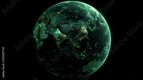 Wallpaper Mural Illuminated planet seen from space displays continents and city lights in deep space Torontodigital.ca