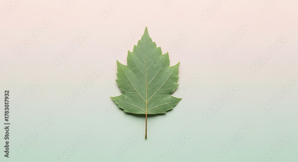 Obraz premium Capture the essence of nature with a vibrant green leaf, perfect for adding a touch of organic beauty to your designs and projects, showcasing the simple elegance of botanical elements