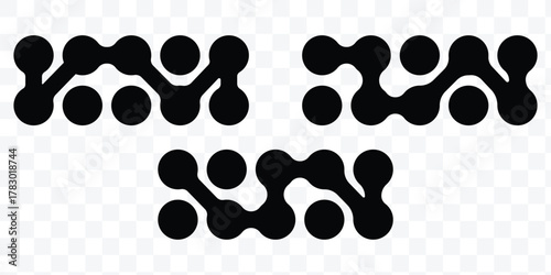 Diagonal metaball connected circles shape. Abstract nerve cell dots or computer nano net . Pattern of black metaballs isolated on white background. vector illustration. vector eps 10