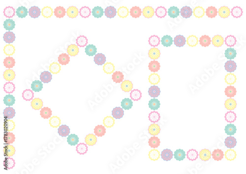 菊の飾り罫とフレームセット・パステル