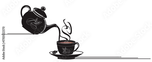 Coffee pot and cup design, vector design for barner logo and others