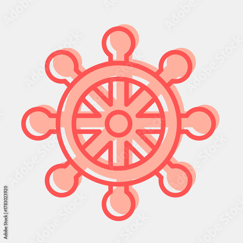 Icon ship wheel. Pirates theme elements. Icon in two tone style.