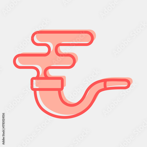 Icon smoking pipe. Pirates theme elements. Icon in two tone style.