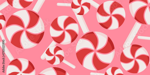 Pink background with a lollipop texture. Design for banners, posters, and social media.