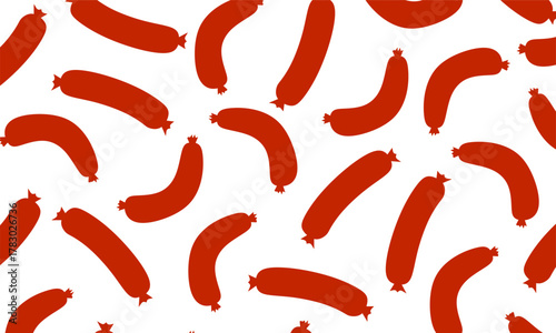 Sausages Seamless Pattern Background. Seamless pattern of sausage. Tasty Meat Vector for Packaging & Food Design