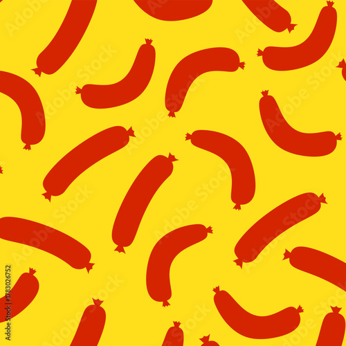Sausages Seamless Pattern Background. Seamless pattern of sausage. Tasty Meat Vector for Packaging & Food Design