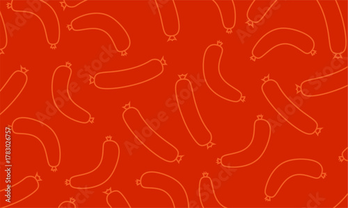 Sausages Seamless Pattern Background. Seamless pattern of sausage. Tasty Meat Vector for Packaging & Food Design
