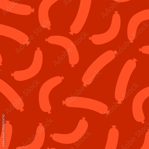 Seamless pattern with sausages. Sausages background. BBQ Sausage Pattern. Perfect for fast food branding, butcher store graphics, menu layouts, and posters