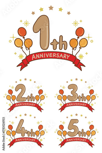 アニバーサリー素材セット（1周年〜5周年・お祝い・バルーン付き）