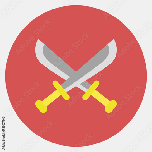 Icon crossed swords. Pirates theme elements. Icon in color mate style.