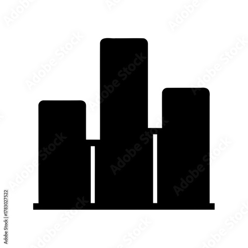 Simple Silhouette Illustration of Three Buildings or Bars on a Common Base