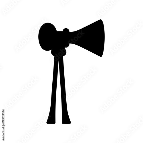 Silhouette of an antique automobile horn standing with two supporting legs