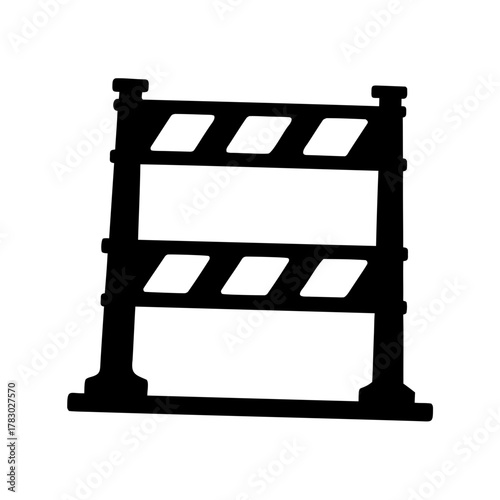 Silhouette of construction barrier with horizontal stripes, symbolizing safety measures