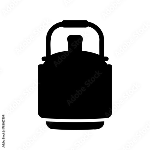 Silhouette of a black metal milk can with handle isolated on white