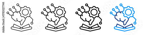 Machine Learning Icon Different Style Outline Collection Set.