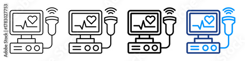 Ultrasound Testing Icon Different Style Outline Collection Set.