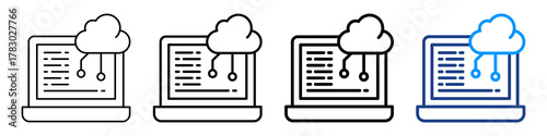Cloud Computing Icon Different Style Outline Collection Set.