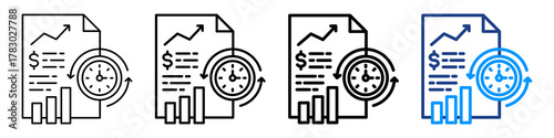 Historical Data Analysis Icon Different Style Outline Collection Set.