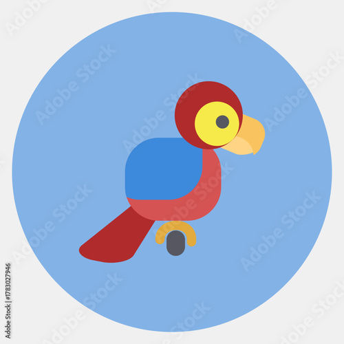 Icon parrot. Pirates theme elements. Icon in color mate style.