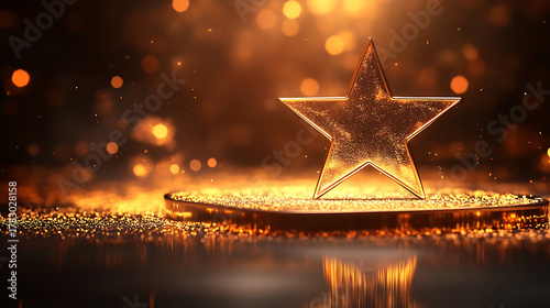 Golden star award with glittering lights celebrating achievement and success a symbol of excellence and top performance in festive ambience