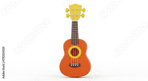 Cute Cartoon Ukulele in Orange and Yellow Colors