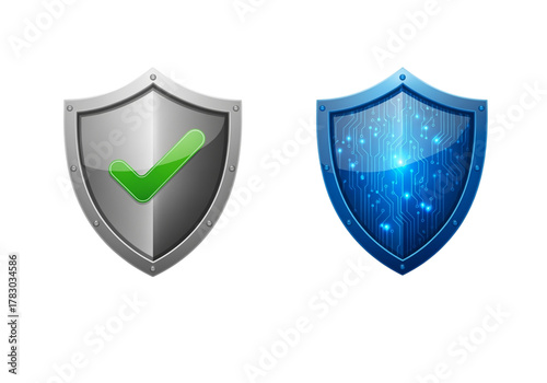Antivirus shield icon 3D duo isolated on transparent background