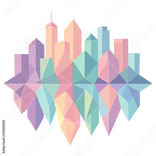 Geometric Cityscape Reflection Art