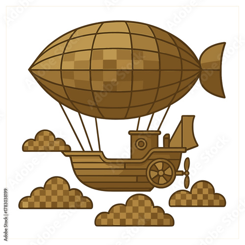 Steampunk Airship Flying Clouds