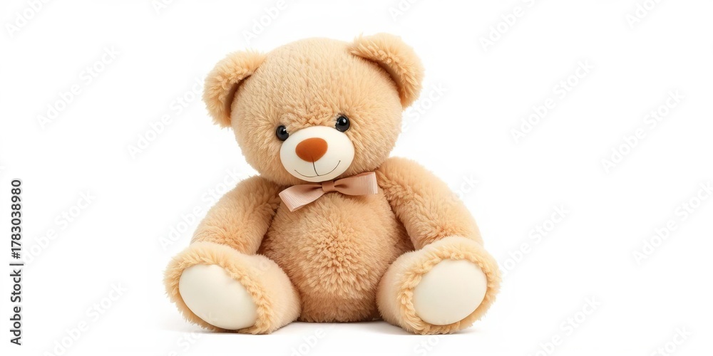 Obraz premium Soft, cuddly teddy bear, plush toy, isolated on white Perfect for childhood, comfort, playtime themes, toy, child