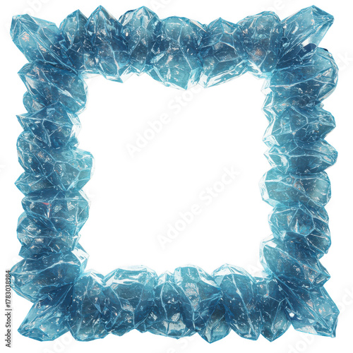 Cracked ice frame border isolated on transparent background