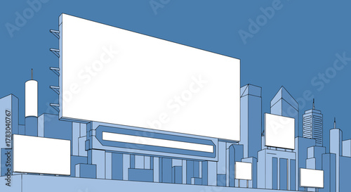 City Skyline with Billboards for Advertising Mockup