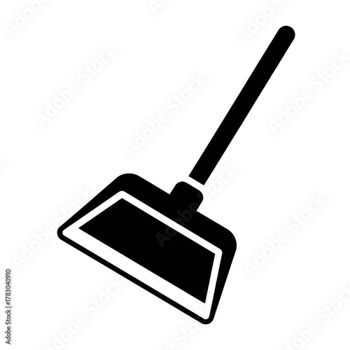 Black and White Dustpan Icon — Minimal Cleaning Tool Silhouette