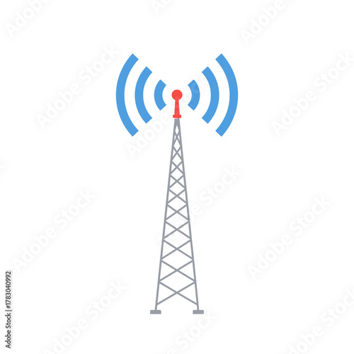 Wireless Communication Tower Icon — Signal Transmission Antenna Vector