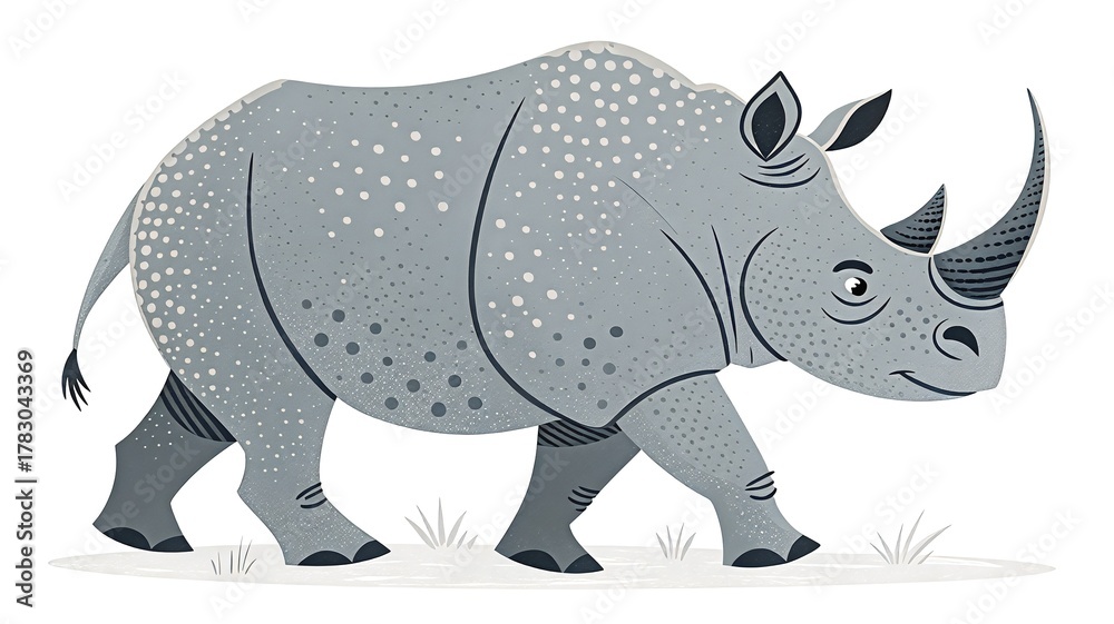 Fototapeta premium Cute rhino cartoon vector illustration isolated on white background