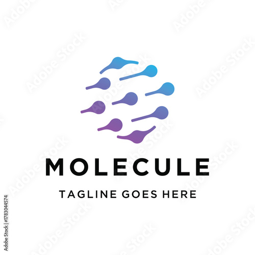 Modern abstract molecule with digital connection interconnected shapes for science technology or medical business logo design