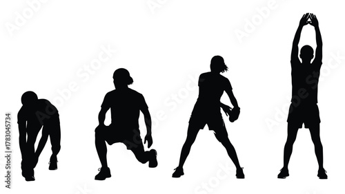 Athletic silhouettes in action isolated on white background, Vector