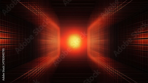 Fototapeta Naklejka Na Ścianę i Meble -  abstract orange grid tunnel background