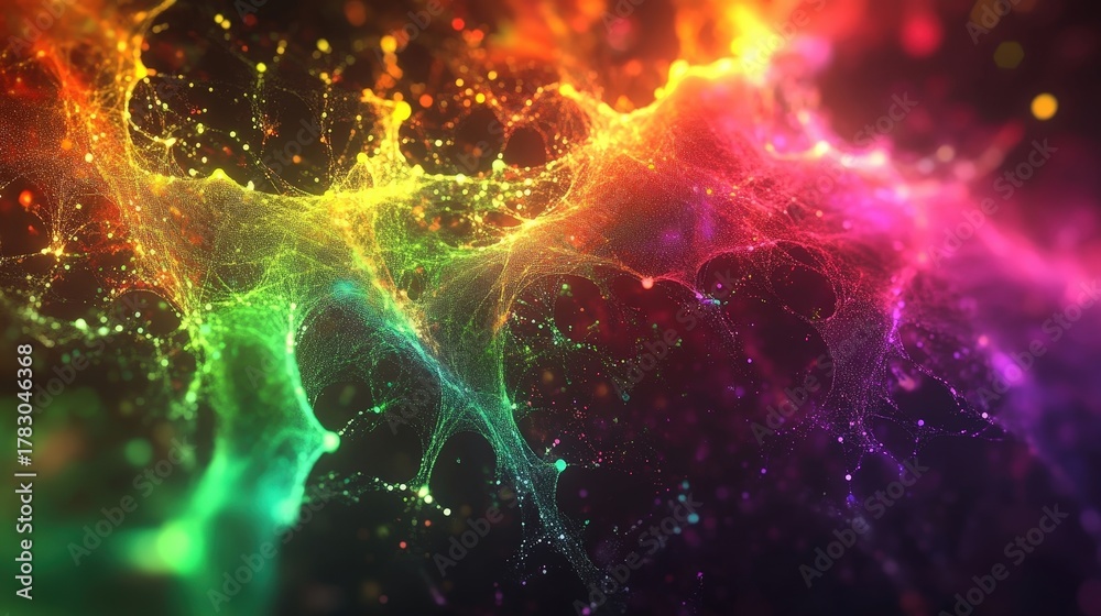 Naklejka premium vibrant rainbow nebula colorful cosmic dust and energy